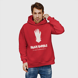 Толстовка оверсайз мужская Железные руки лого винтаж, цвет: красный — фото 2