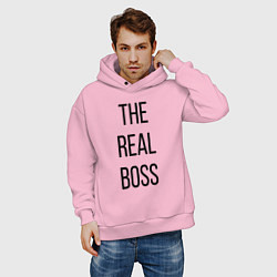 Толстовка оверсайз мужская The real boss!, цвет: светло-розовый — фото 2