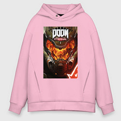Толстовка оверсайз мужская Doom eternal - poster, цвет: светло-розовый