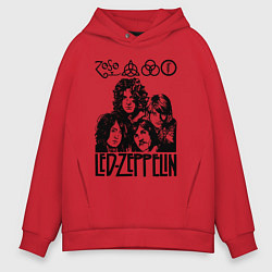 Толстовка оверсайз мужская Led Zeppelin Black, цвет: красный