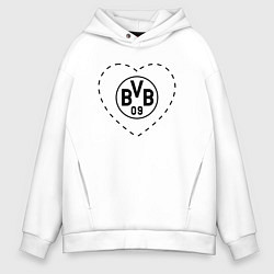 Толстовка оверсайз мужская Лого Borussia в сердечке, цвет: белый