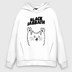 Толстовка оверсайз мужская Black Sabbath - rock cat, цвет: белый