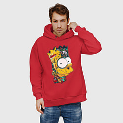 Толстовка оверсайз мужская Cyber-Bart - Simpsons family, цвет: красный — фото 2