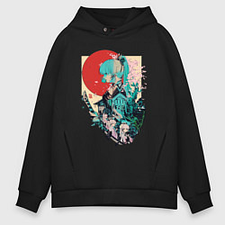 Толстовка оверсайз мужская Аяка самурай - Геншин Импакт, цвет: черный