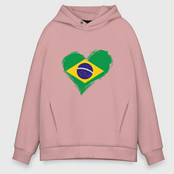 Толстовка оверсайз мужская Сердце - Бразилия, цвет: пыльно-розовый
