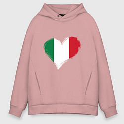Толстовка оверсайз мужская Сердце - Италия, цвет: пыльно-розовый