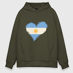 Толстовка оверсайз мужская Сердце - Аргентина, цвет: хаки