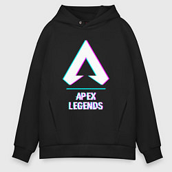 Толстовка оверсайз мужская Apex Legends в стиле glitch и баги графики, цвет: черный