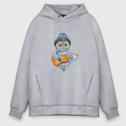 Толстовка оверсайз мужская Сова с гитарой, цвет: меланж