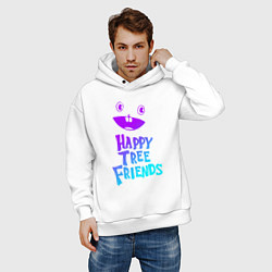 Толстовка оверсайз мужская Happy Three Friends - NEON, цвет: белый — фото 2