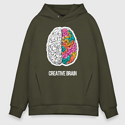Толстовка оверсайз мужская Creative Brain, цвет: хаки