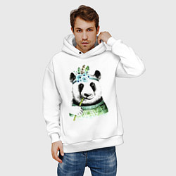 Толстовка оверсайз мужская Прикольный панда жующий стебель бамбука, цвет: белый — фото 2