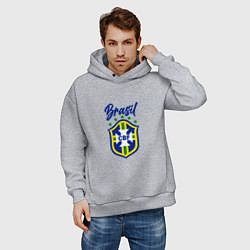 Толстовка оверсайз мужская Brasil Football, цвет: меланж — фото 2