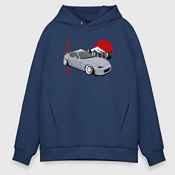 Толстовка оверсайз мужская Mazda MX-5 ND Miata ND Front View JDM Retro, цвет: тёмно-синий