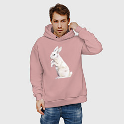 Толстовка оверсайз мужская Белый милый кролик, цвет: пыльно-розовый — фото 2