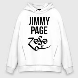 Толстовка оверсайз мужская Jimmy Page - Led Zeppelin - legend, цвет: белый