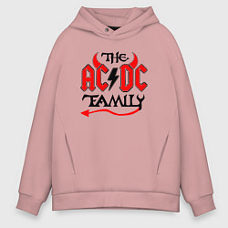 Толстовка оверсайз мужская The ac dc family - Rock, цвет: пыльно-розовый