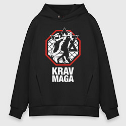 Толстовка оверсайз мужская Krav-maga octagon - ring, цвет: черный