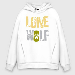 Толстовка оверсайз мужская Lone Wolf - одинокий волк, цвет: белый