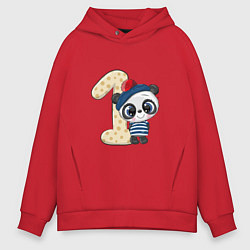 Толстовка оверсайз мужская Baby Panda, цвет: красный
