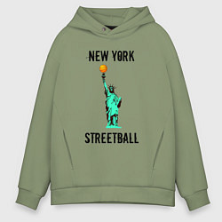 Толстовка оверсайз мужская Нью-Йорк Стритбол, цвет: авокадо