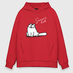 Толстовка оверсайз мужская Saimons Cat, цвет: красный