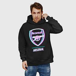 Толстовка оверсайз мужская Arsenal FC в стиле glitch, цвет: черный — фото 2