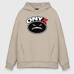 Толстовка оверсайз мужская Onyx - black logo, цвет: миндальный