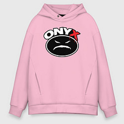 Толстовка оверсайз мужская Onyx - black logo, цвет: светло-розовый