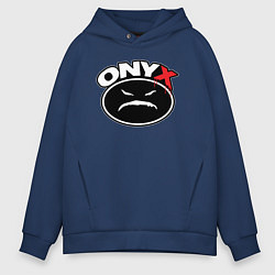 Толстовка оверсайз мужская Onyx - black logo, цвет: тёмно-синий