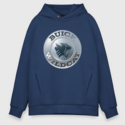 Толстовка оверсайз мужская Buick Wildcat - logotype, цвет: тёмно-синий
