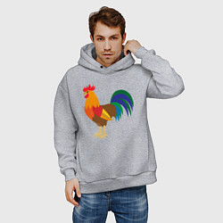 Толстовка оверсайз мужская Петух, цвет: меланж — фото 2