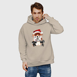 Толстовка оверсайз мужская Christmas smile foxy, цвет: миндальный — фото 2