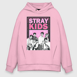 Толстовка оверсайз мужская Stray Kids boy band, цвет: светло-розовый