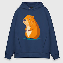 Толстовка оверсайз мужская Капибара - рисунок, цвет: тёмно-синий