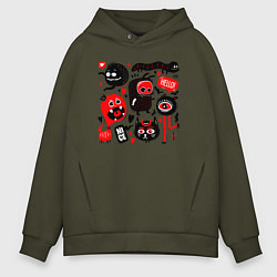 Толстовка оверсайз мужская Монстрики привет, милый, цвет: хаки