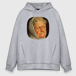 Толстовка оверсайз мужская Картина ренессанса - бабушка в шоке, цвет: меланж