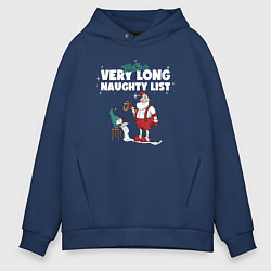 Толстовка оверсайз мужская Its a very long naughty list, цвет: тёмно-синий