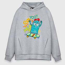 Толстовка оверсайз мужская Монстр на скейте, цвет: меланж