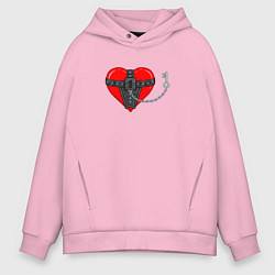 Толстовка оверсайз мужская Сердце и ключ, цвет: светло-розовый