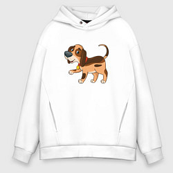 Толстовка оверсайз мужская Мультяшный смешной пёс, цвет: белый