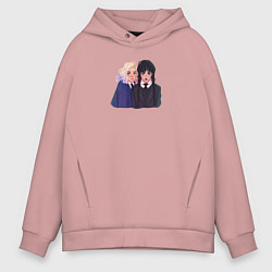 Толстовка оверсайз мужская Энид и Уэнсдей, цвет: пыльно-розовый