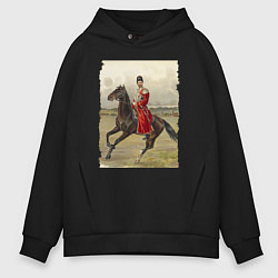 Толстовка оверсайз мужская Николай II на коне, цвет: черный