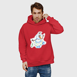 Толстовка оверсайз мужская Снеговик бросает пить, цвет: красный — фото 2