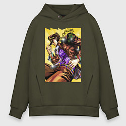 Толстовка оверсайз мужская Джотаро Куджо - JoJo Bizarre Adventure, цвет: хаки