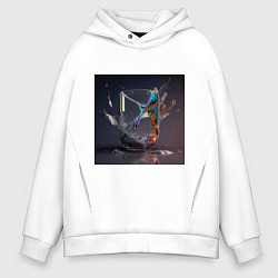 Толстовка оверсайз мужская Брызги в стакане, цвет: белый