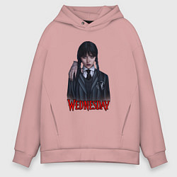 Толстовка оверсайз мужская Уэнсдэй с рукой рисунок, цвет: пыльно-розовый