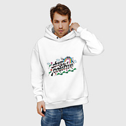 Толстовка оверсайз мужская Stay positive, цвет: белый — фото 2