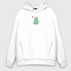 Толстовка оверсайз мужская Парный принт - дракончик, он, цвет: белый