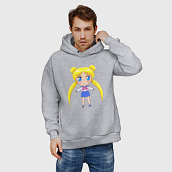 Толстовка оверсайз мужская Sailor moon chibi, цвет: меланж — фото 2